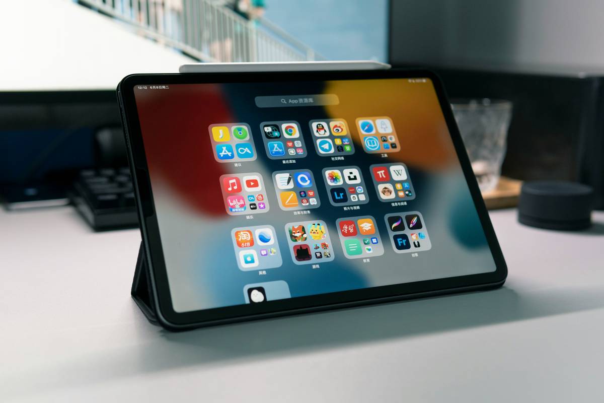 Close-up of tablet with paddles attached showing rear button layout